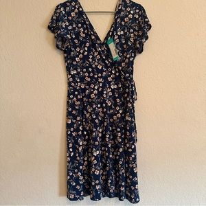 Floral Faux Wrap Dress